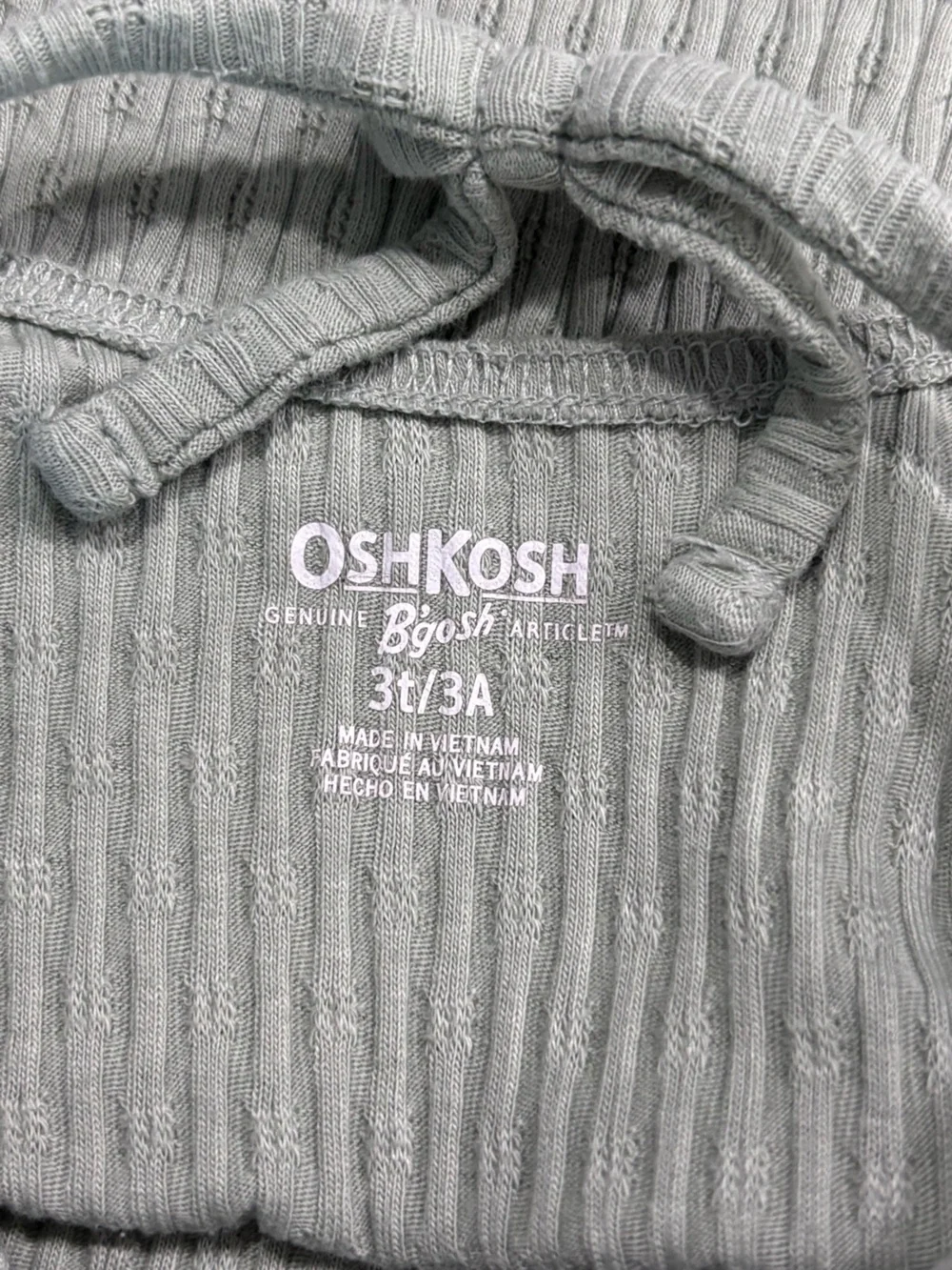 OshKosh B’Gosh Light Sage Ribbed Short Sleeve Summer Casual Top Toddler Girls 3T